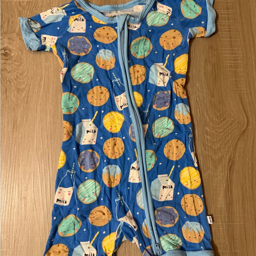 Little Sleepies Blue Cookies and Milk Shorty Zippy